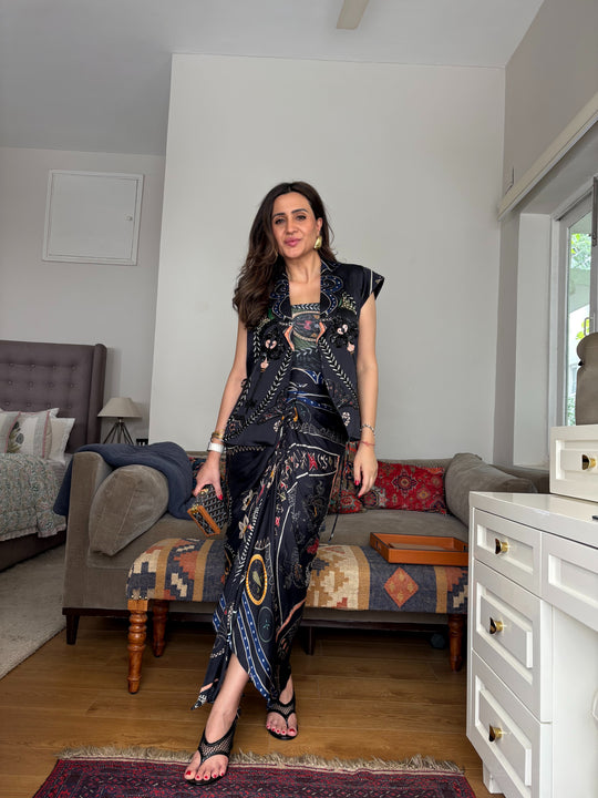 Midnight Talisman Embroidered Jacket Drape Co-ord Set