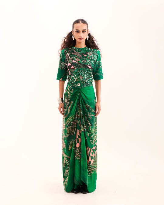 Emerald Aranyani Draped Dress
