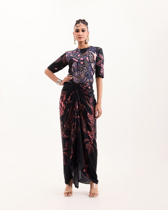 Noir Aranyani Draped Dress