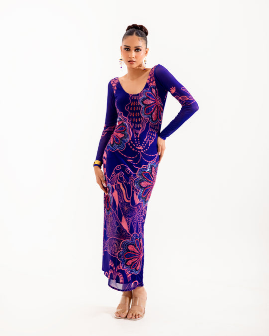 Midnight Aranyani Embellished Column Dress