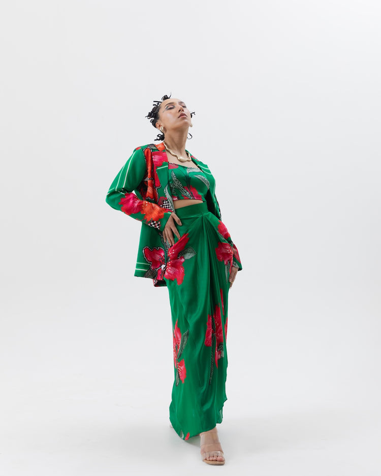 Green embroidered Phuljhadi blazer