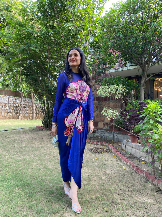 Azure Bloom Wrap Dress