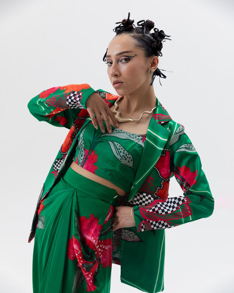 Green Phuljhadi skirt