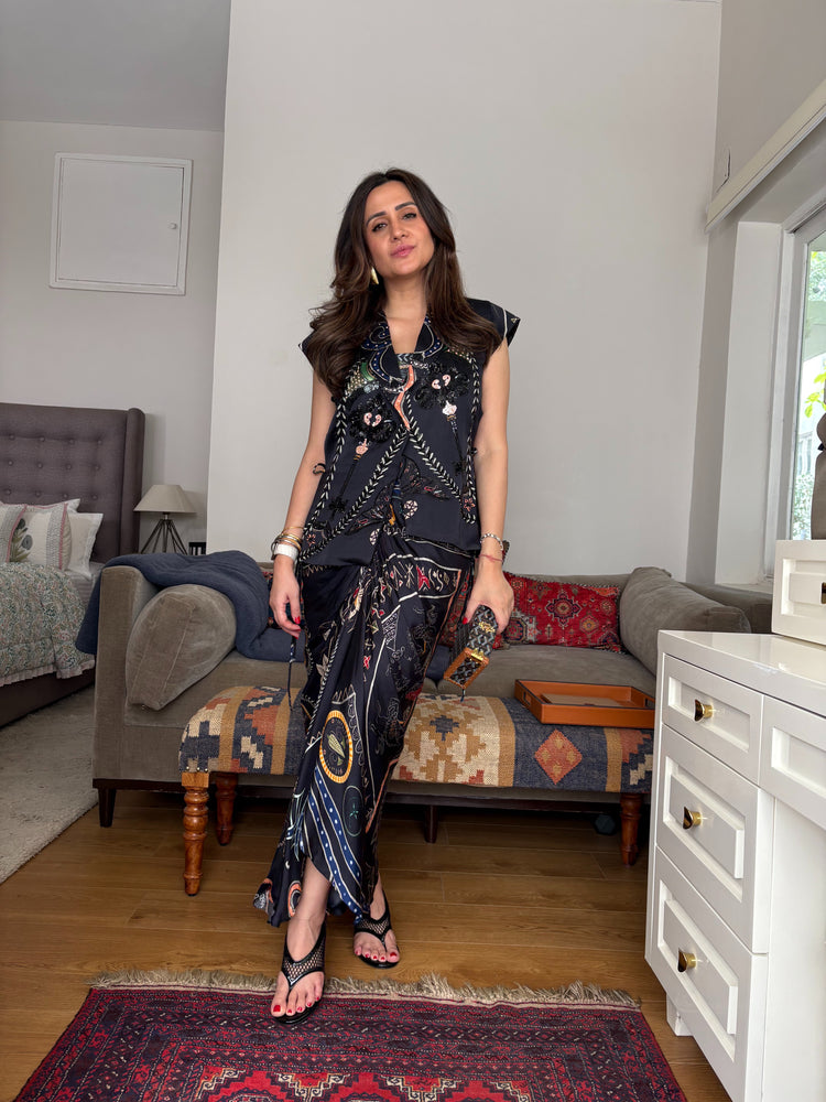 Midnight Talisman Embroidered Jacket Drape Co-ord Set