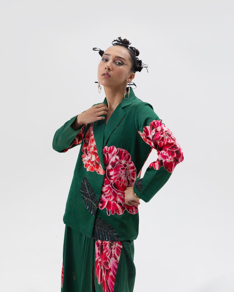 Green phuljhadi blazer