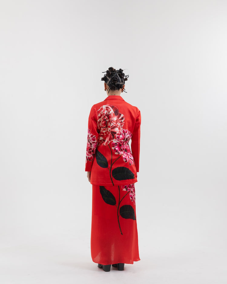 Red phuljhadi blazer