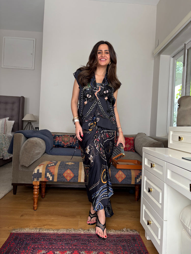 Midnight Talisman Embroidered Jacket Drape Co-ord Set