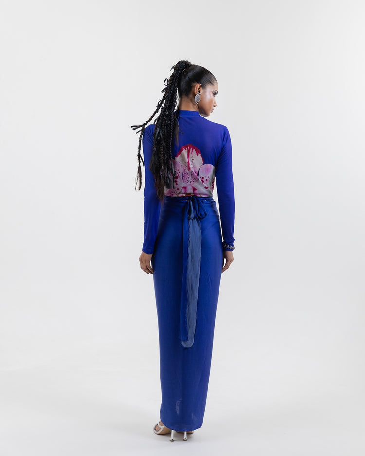 Azure Bloom Wrap Dress