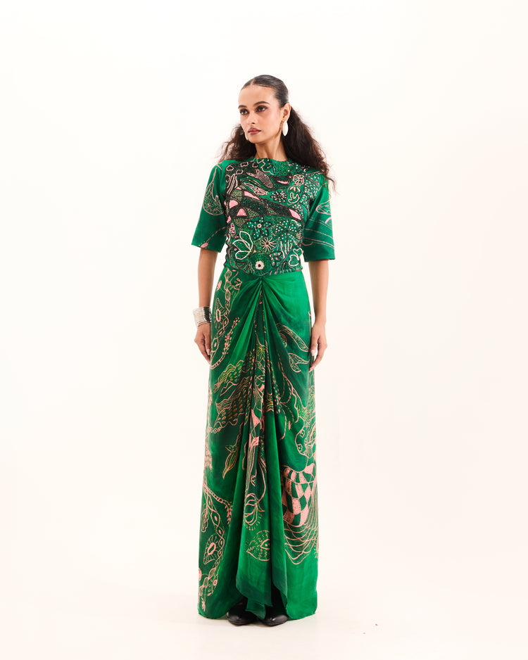 Emerald Aranyani Draped Dress