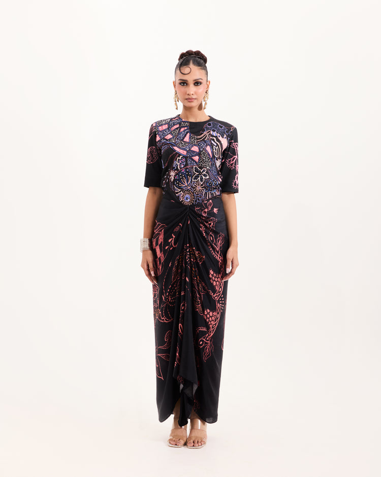 Noir Aranyani Draped Dress