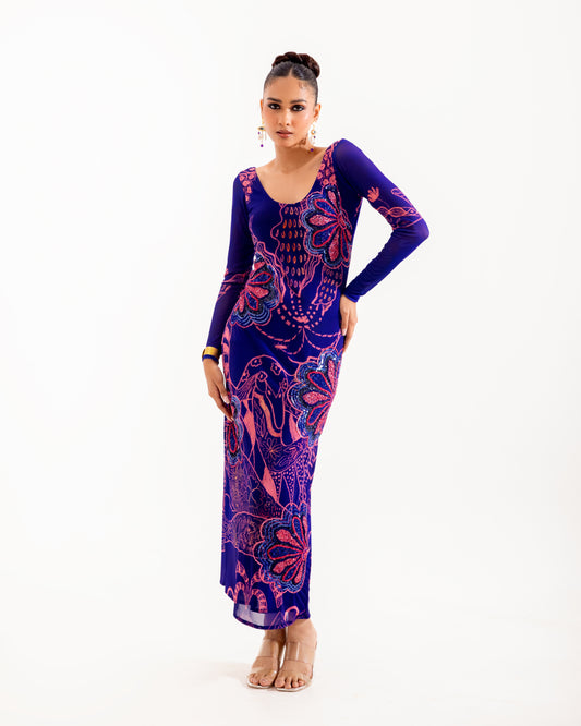 Midnight Aranyani Embellished Column Dress