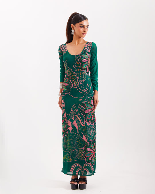 Forest Aranyani Embellished Column Dress