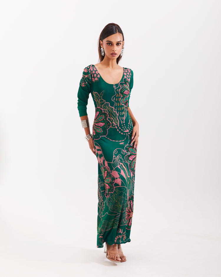 Forest Aranyani Embellished Column Dress