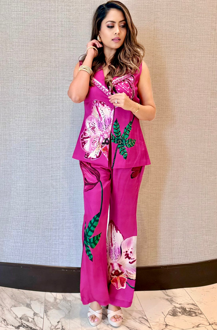 Rose Bud Lapel jacket pant set