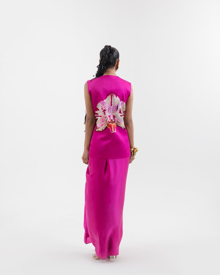Rose Orchid Waistcoat Skirt Set