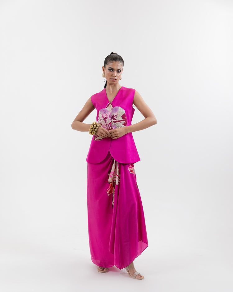 Rose Orchid Waistcoat Skirt Set