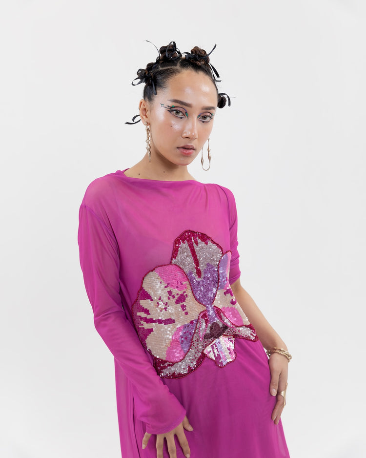 Fuchsia Bloom Mesh Coord Set