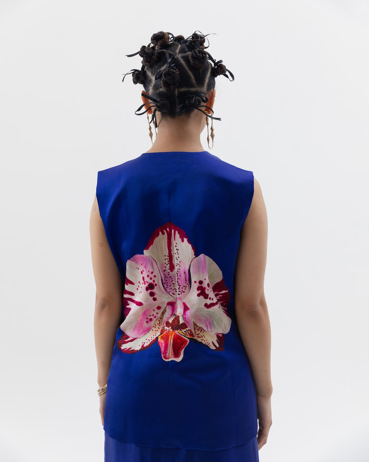 Blue Orchid Waistcoat Skirt Set