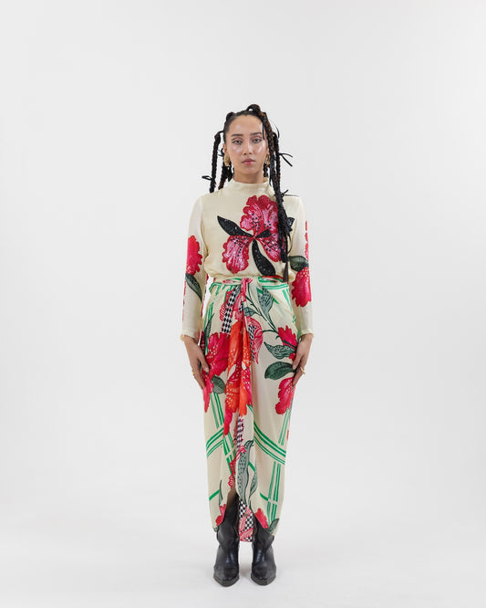 Ivory Check and Mate Wrap Dress