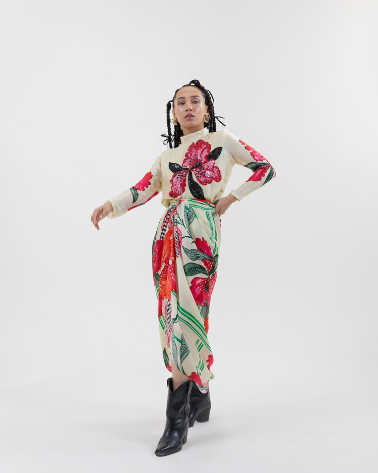 Ivory Check and Mate Wrap Dress