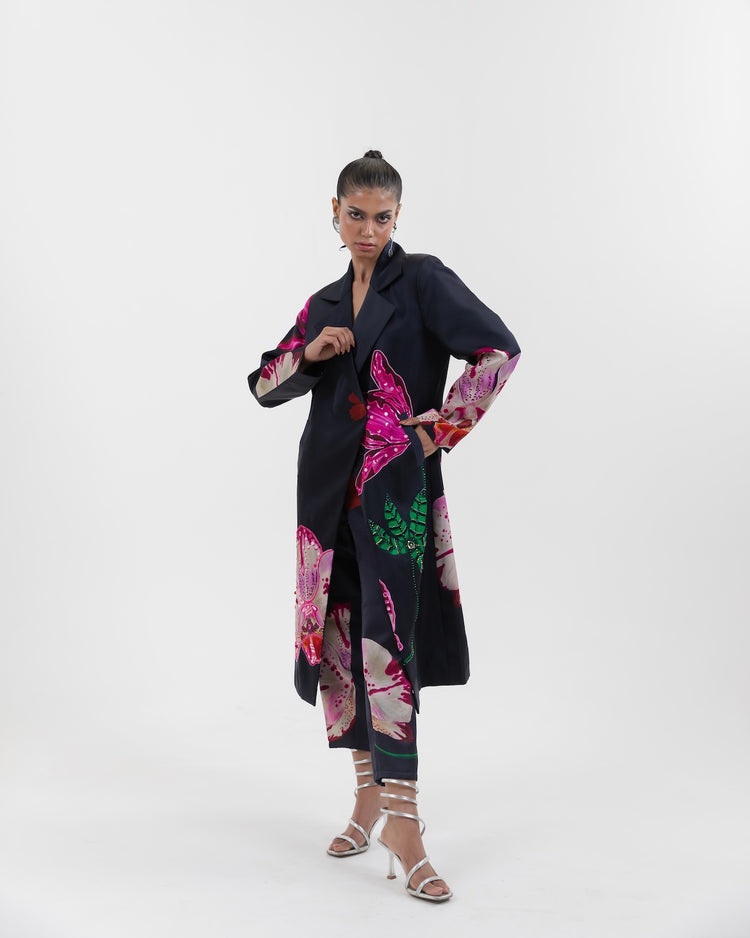 Charcoal Stem Trenchcoat Set