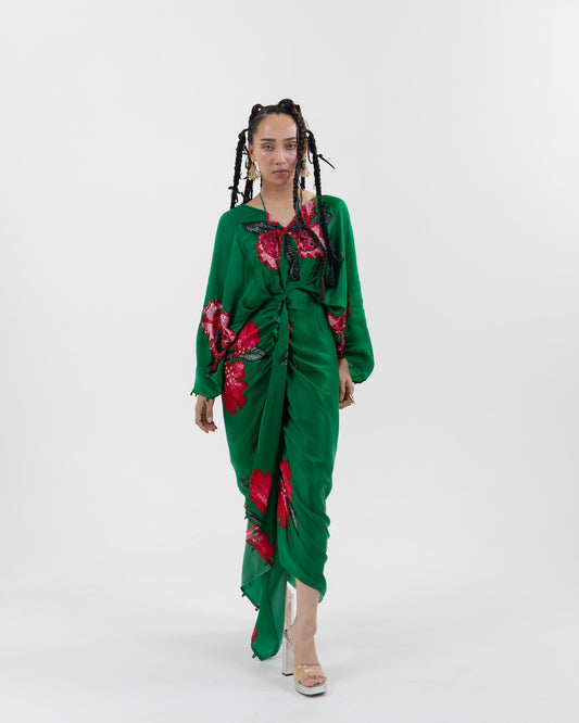 Sage Orchid Drape Dress