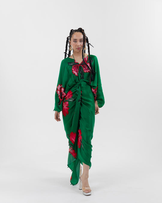 Sage Orchid Drape Dress