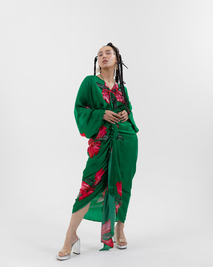 Sage Orchid Drape Dress