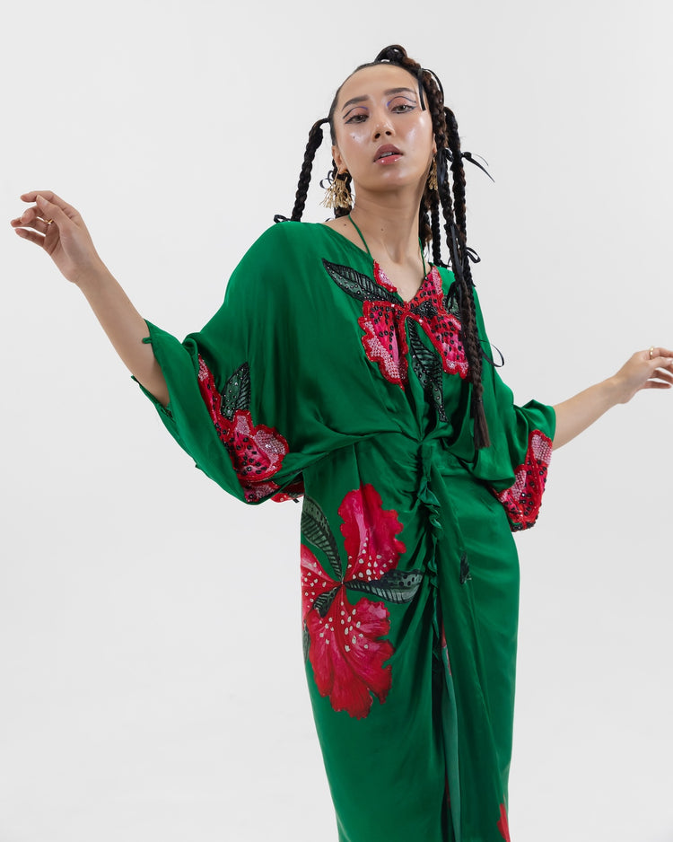 Sage Orchid Drape Dress