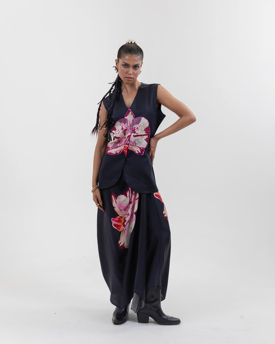 Ebony Orchid Waistcoat Skirt Set