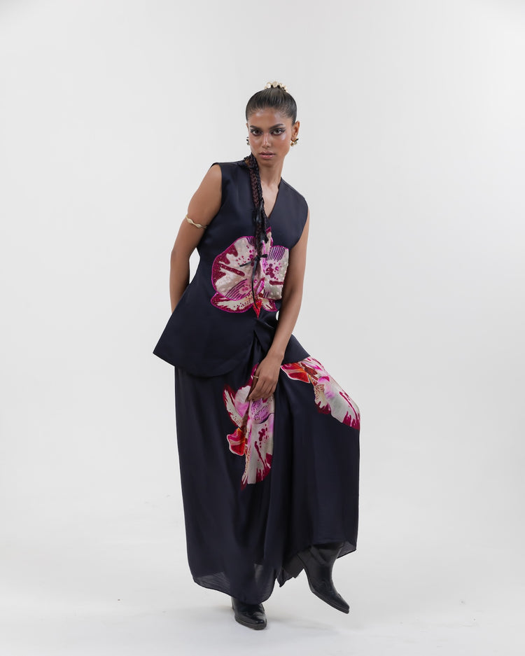 Ebony Orchid Waistcoat Skirt Set