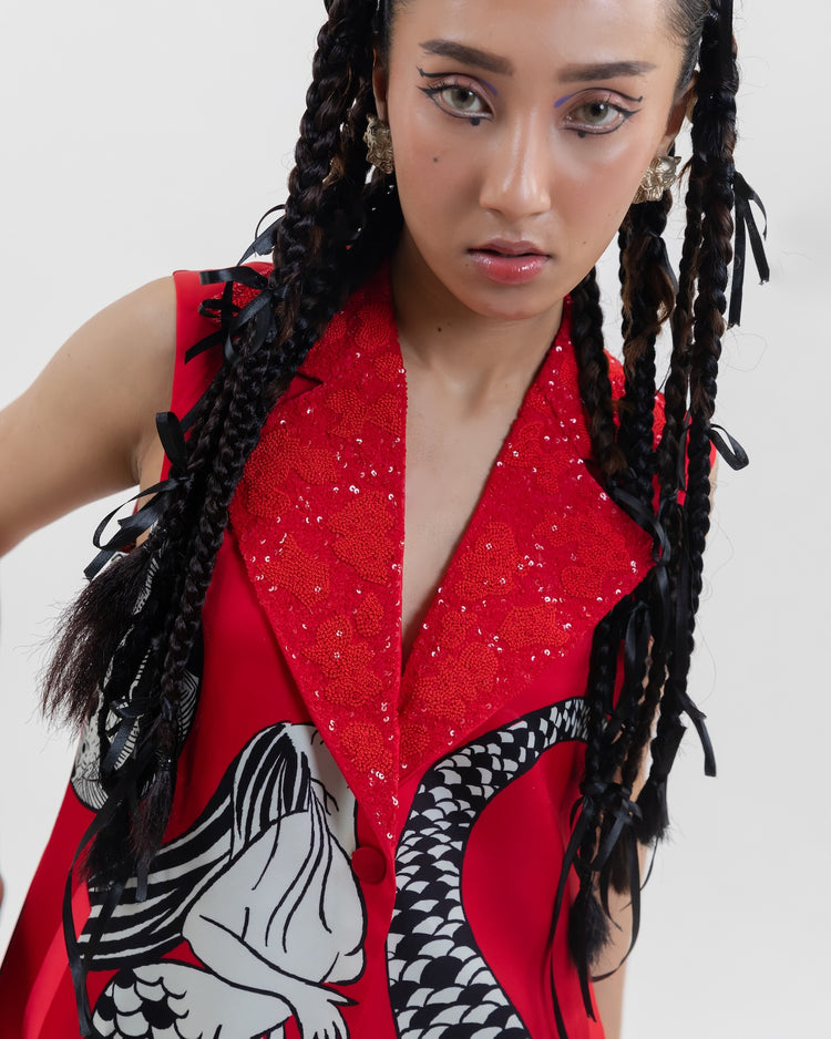 Scarlet Mermaid Trenchcoat Set