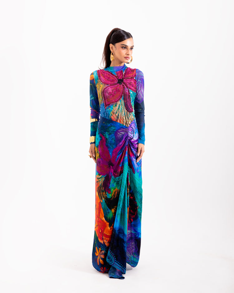 Blue Aranyani Nightforest Draped Dress