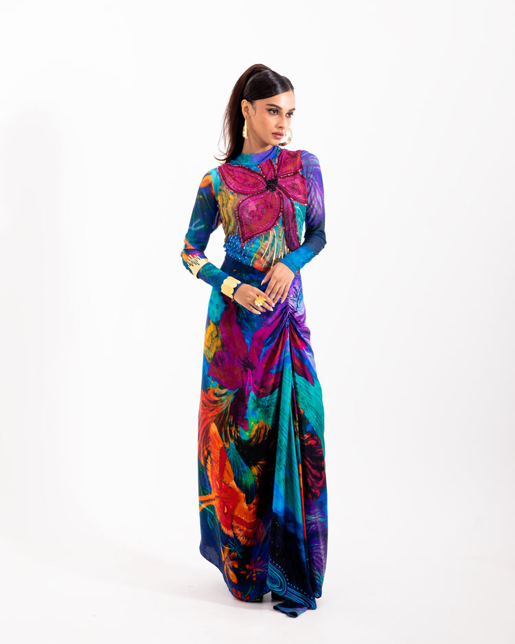 Blue Aranyani Nightforest Draped Dress