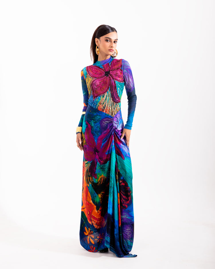 Blue Aranyani Nightforest Draped Dress