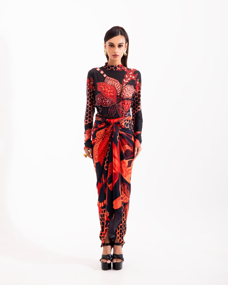 Black tropical mesh wrap