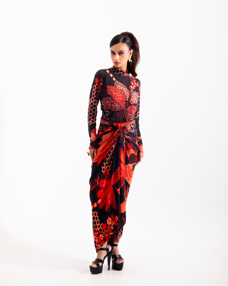 Black tropical mesh wrap