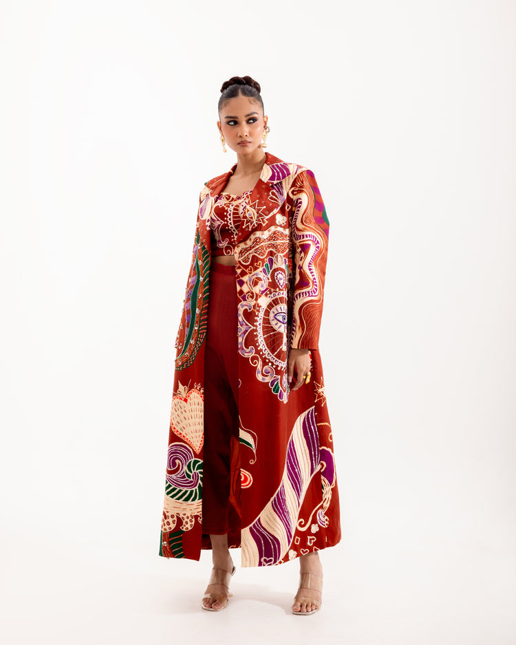 Brown Wonderland Trench Coat Set