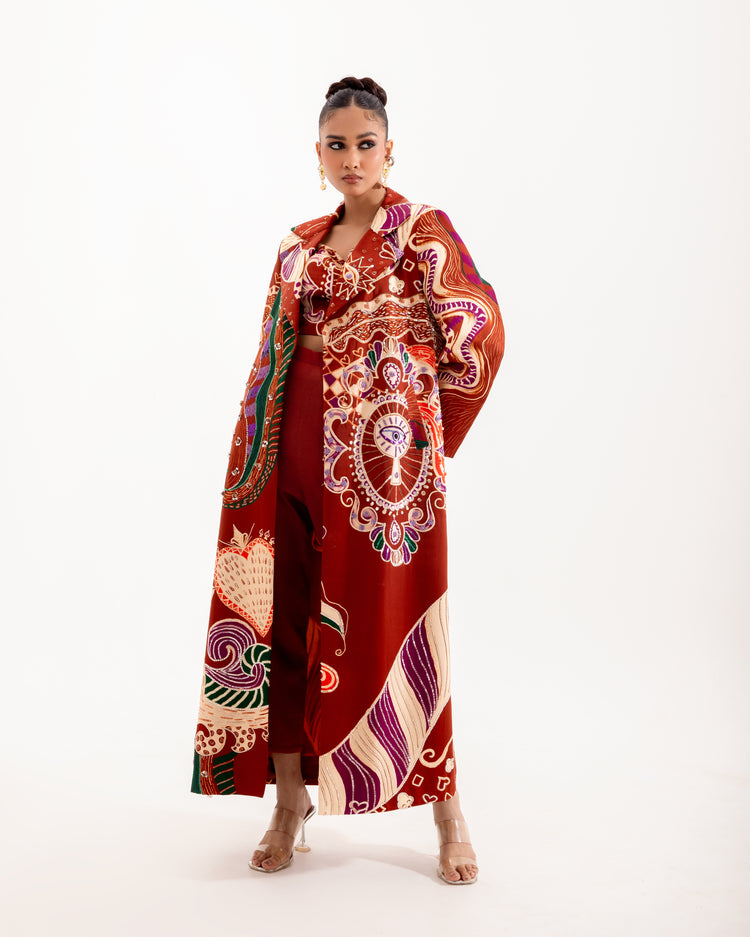 Brown Wonderland Trench Coat Set