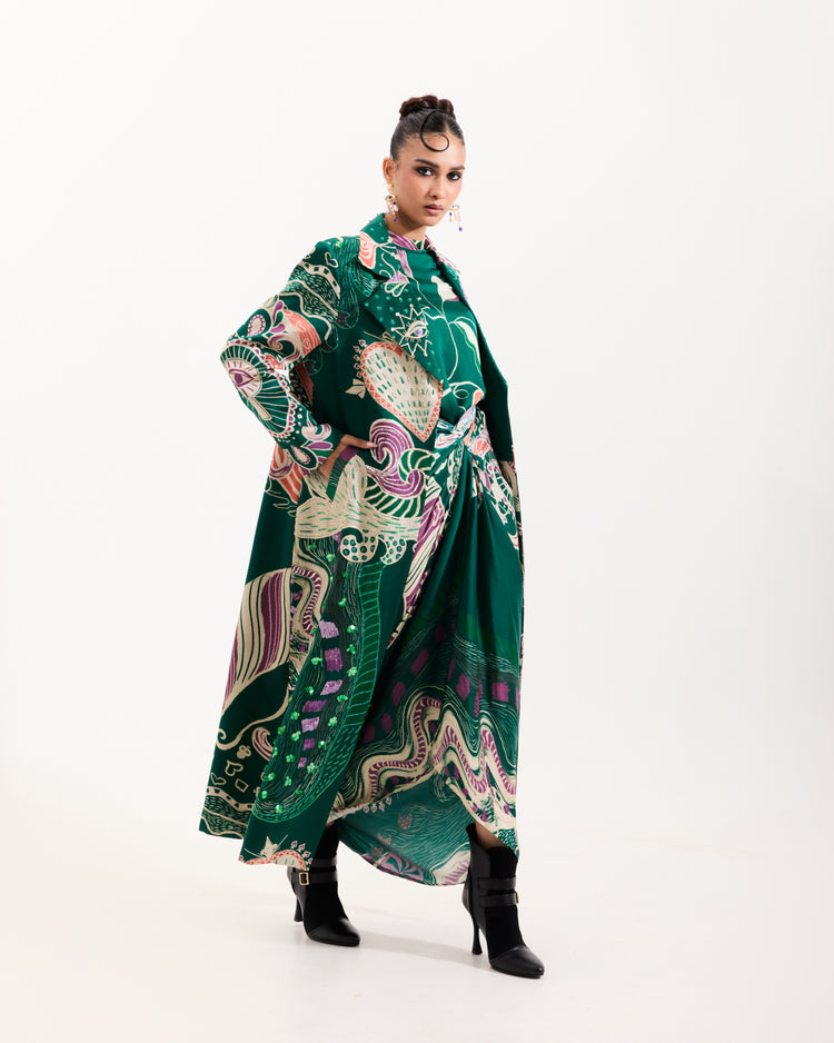 Green Wonderland Trenchcoat Set