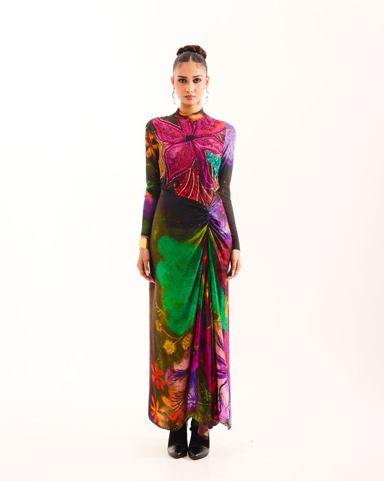 Olive Aranyani Nightforest draped dress