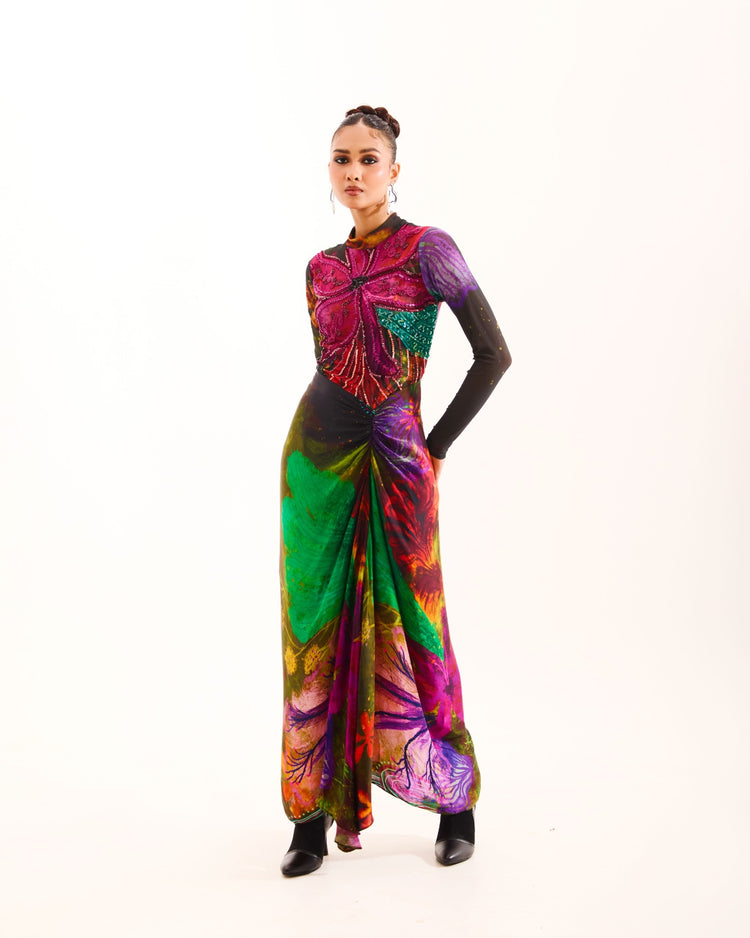 Olive Aranyani Nightforest draped dress