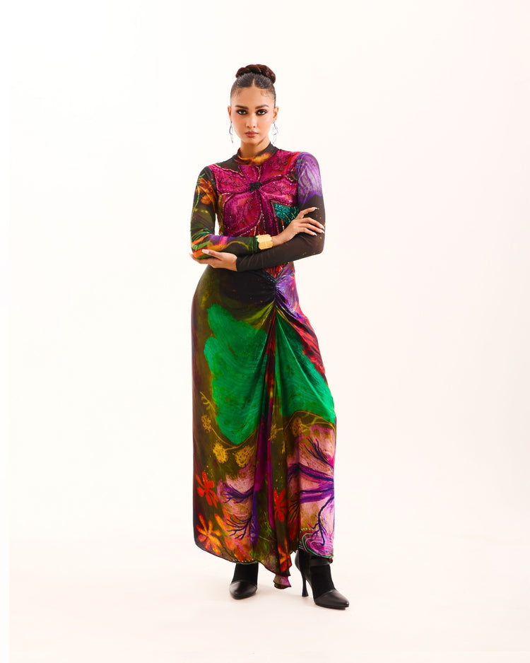 Olive Aranyani Nightforest draped dress