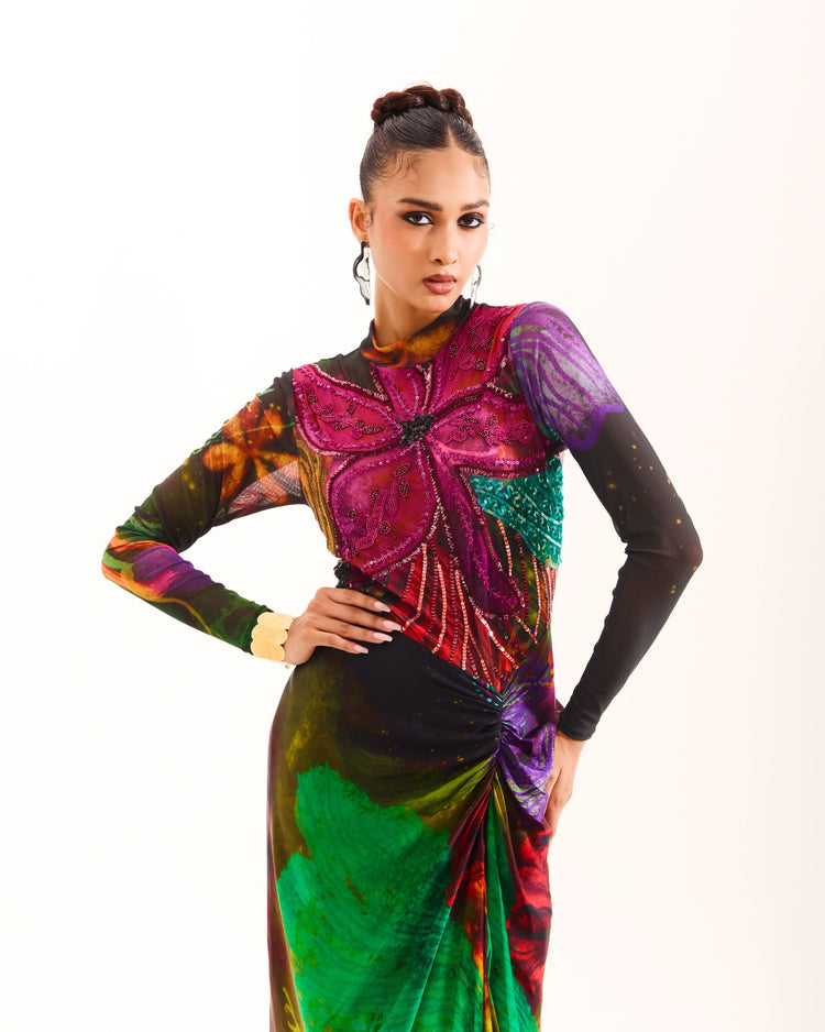 Olive Aranyani Nightforest draped dress