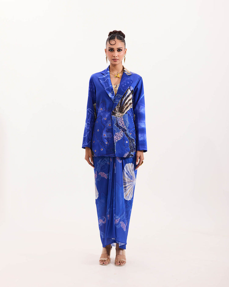 Blue marine blazer skirt set