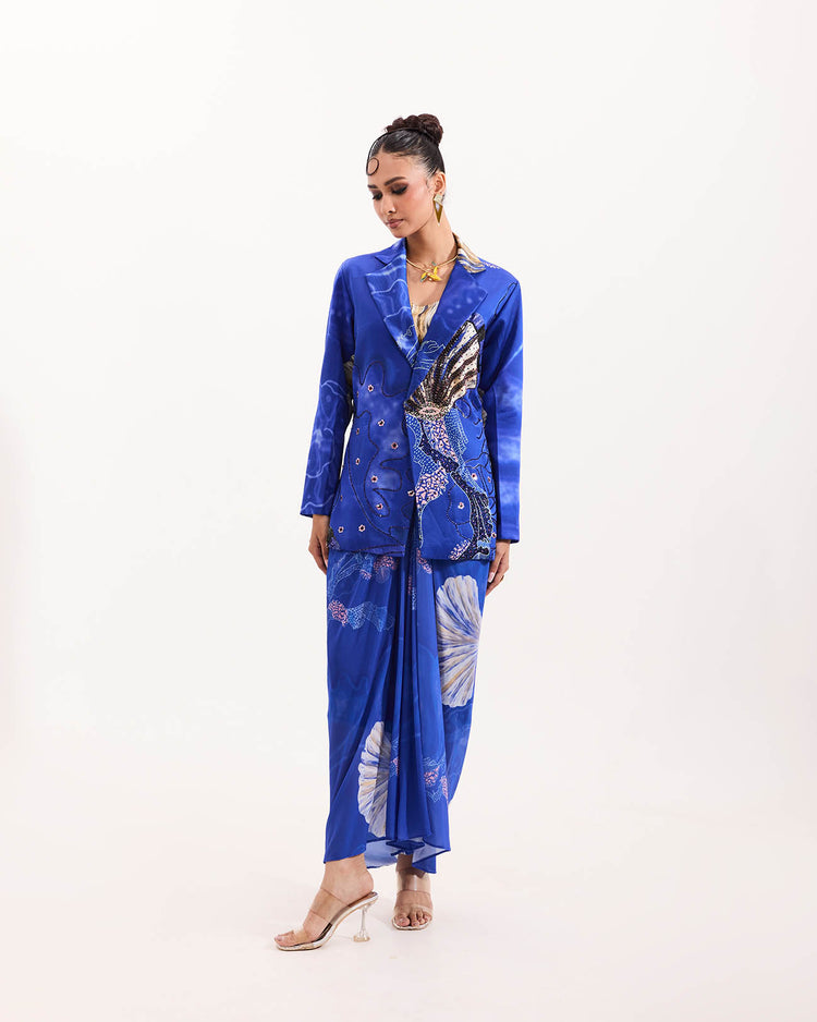 Blue marine blazer skirt set