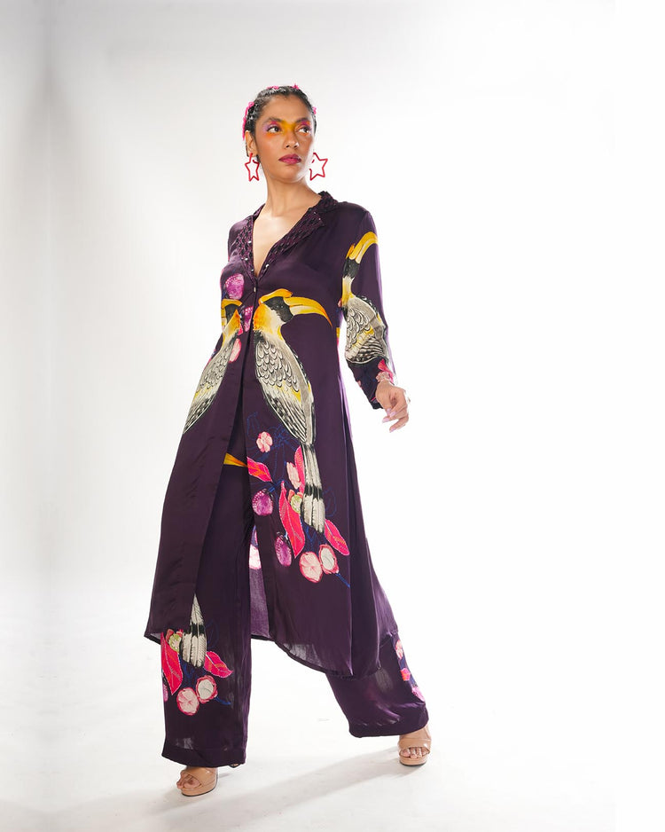 Plum hornbill coord set