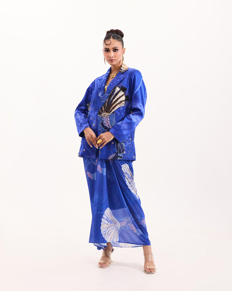 Blue marine blazer skirt set