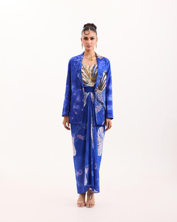 Blue marine blazer skirt set