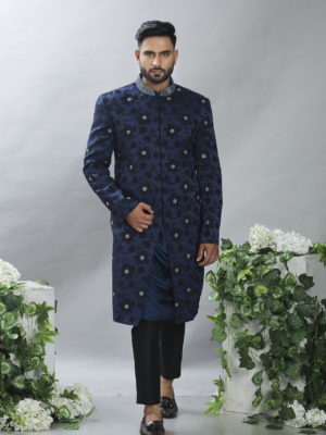 Drape silk kurta jacket set